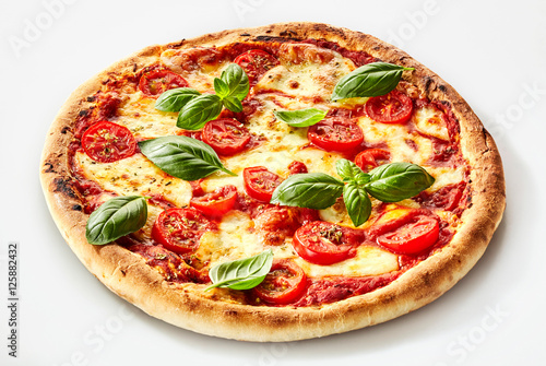 Flame grilled Margherita pizza with basil