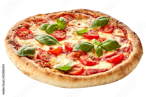 Margherita pizza on a thick pie crust