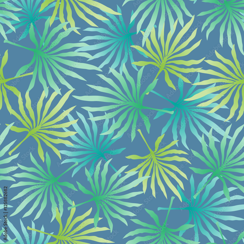 Seamless pattern with hand-drawn tropical leaves. Seamless pattern with hand-drawn tropical leaves.