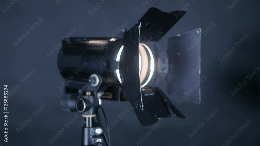 Theater, TV spot light on black background. 4K Theater, TV spot light on black background. 4K