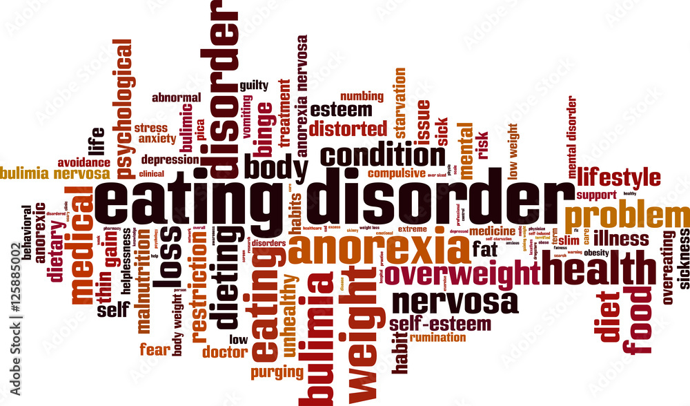 Eating disorder word cloud concept. Vector illustration Eating disorder word cloud concept. Vector illustration