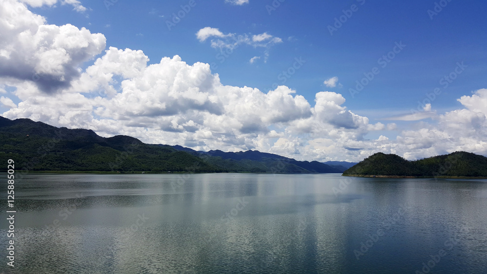 View from dam located in Srinakarin Dam Kanchanaburi, Thailand View from dam located in Srinakarin Dam Kanchanaburi, Thailand