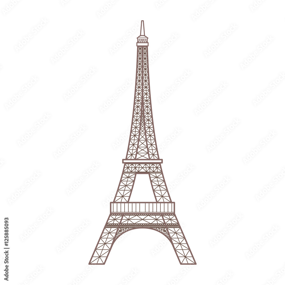 eiffel tower icon over white background. paris city design. vector illustration