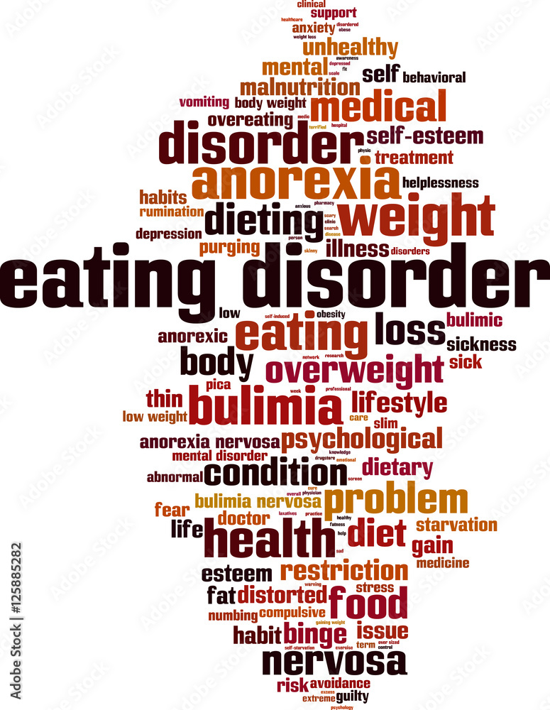 Eating disorder word cloud concept. Vector illustration