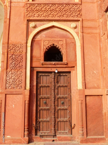 Door in Jahangiri Mahal, Agra Fort, Uttar Pradesh, India © donyanedomam
