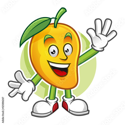 Greeting mango mascot, mango character, vector of mango, mango cartoon