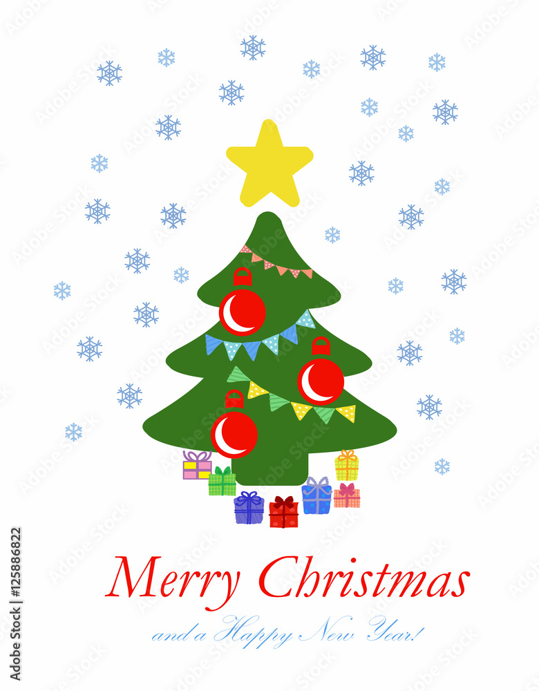 Abstract christmas tree with gifts - Illustration Flat Abstract christmas tree with gifts - Illustration Flat