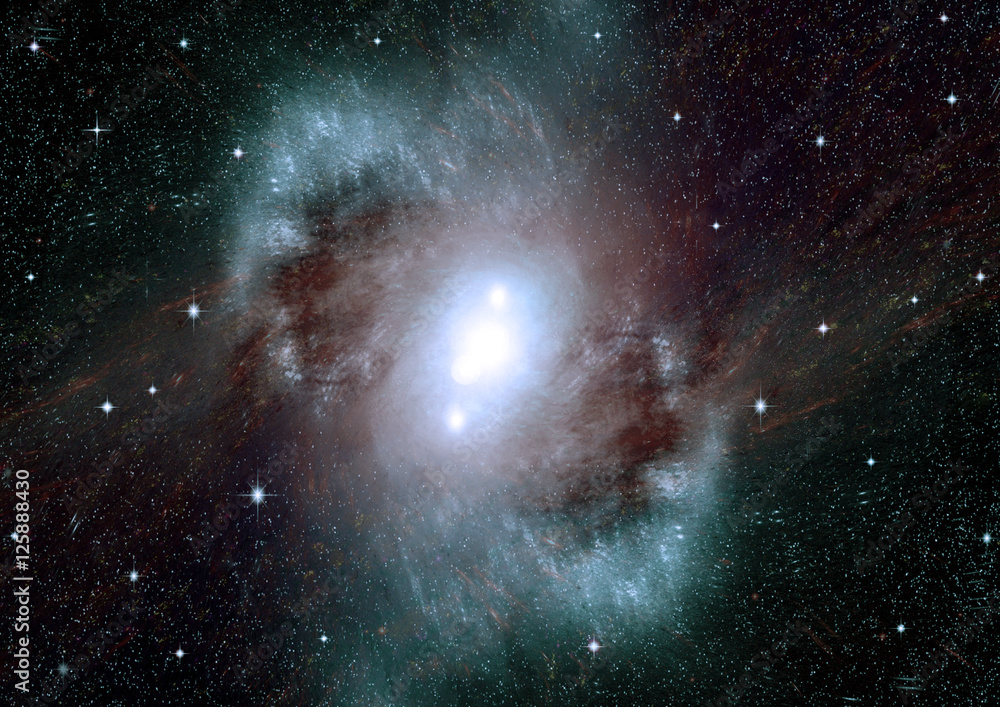 Stars, dust and gas nebula in a far galaxy Stars, dust and gas nebula in a far galaxy