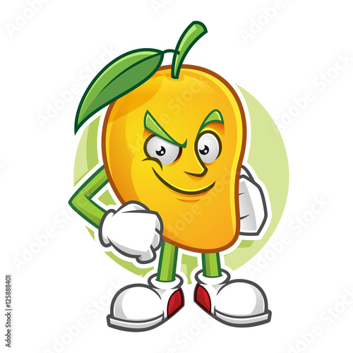 confident mango mascot, mango character, vector of mango, mango cartoon