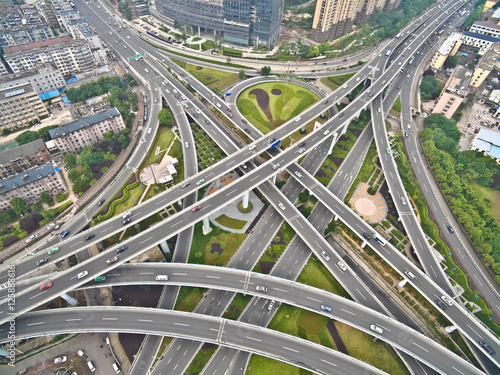 Aerial photography bird-eye view of City viaduct bridge road lan