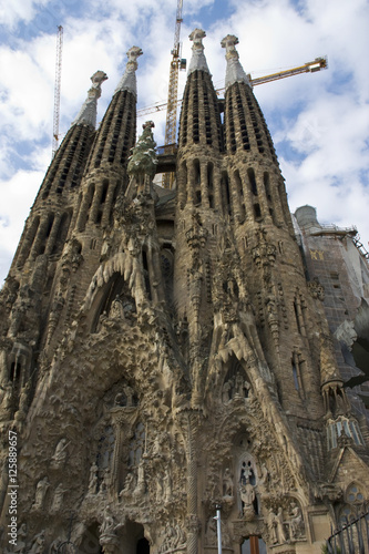 La Sagrada Familia - the cathedral designed by Gaudi, which is being build since 19 March 1882 and is not finished yet April 16, 2014 in Barcelona, Spain. © yulia_md