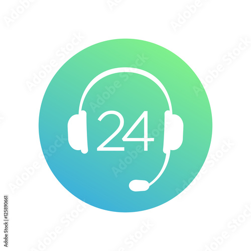 headphone icon, 24 support service round sign