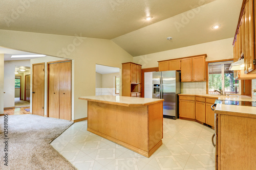 Kitchen room interior in the horse ranch