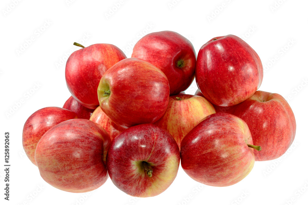 ripe red apples on a white background