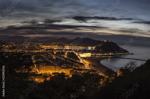 Night view of the spanish city of Donostia San Sebastian  Basque country  Spain