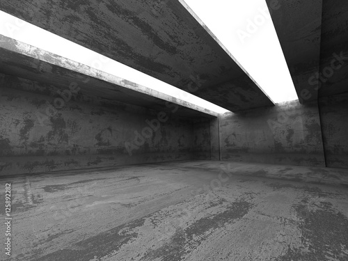 Fototapeta Naklejka Na Ścianę i Meble -  Dark concrete room interior background. Industrial architecture