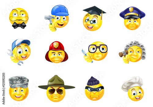 Jobs Occupations Work Emoji Emoticon Set