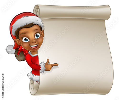 Christmas Scroll Elf Cartoon