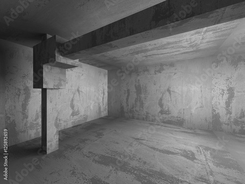 Empty concrete walls room interior. Abstract architecture