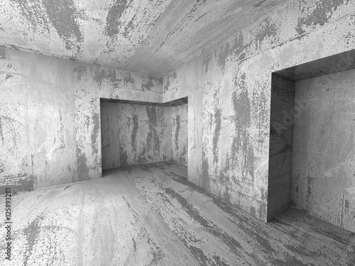 Empty dark concrete room interior corner