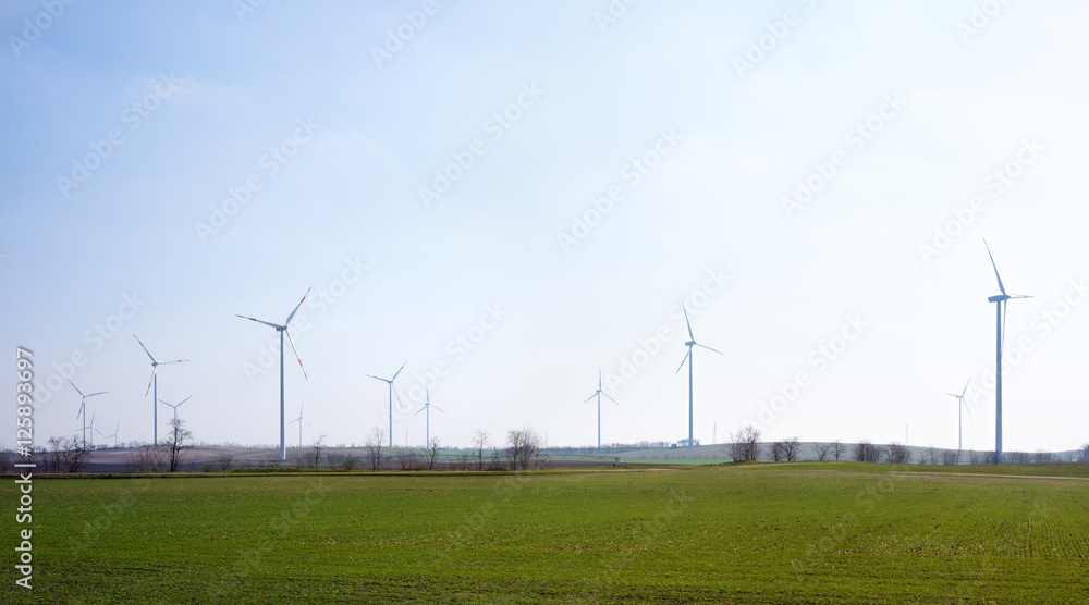Power plant station with windmills Power plant station with windmills