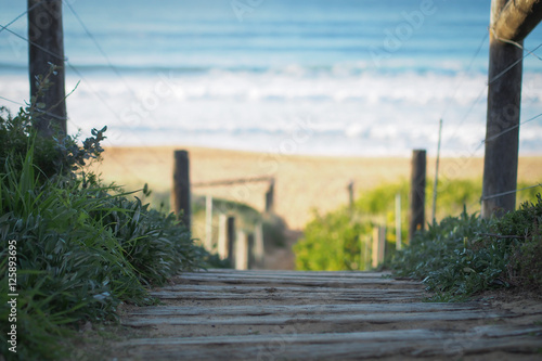 looking down to the beach