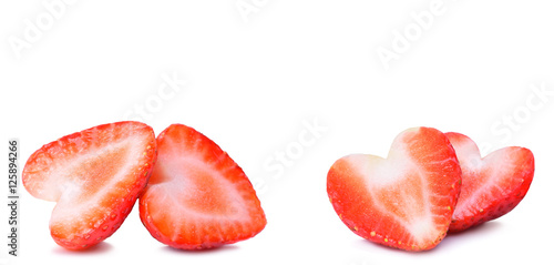 Strawberry heart shape berry isolated on white