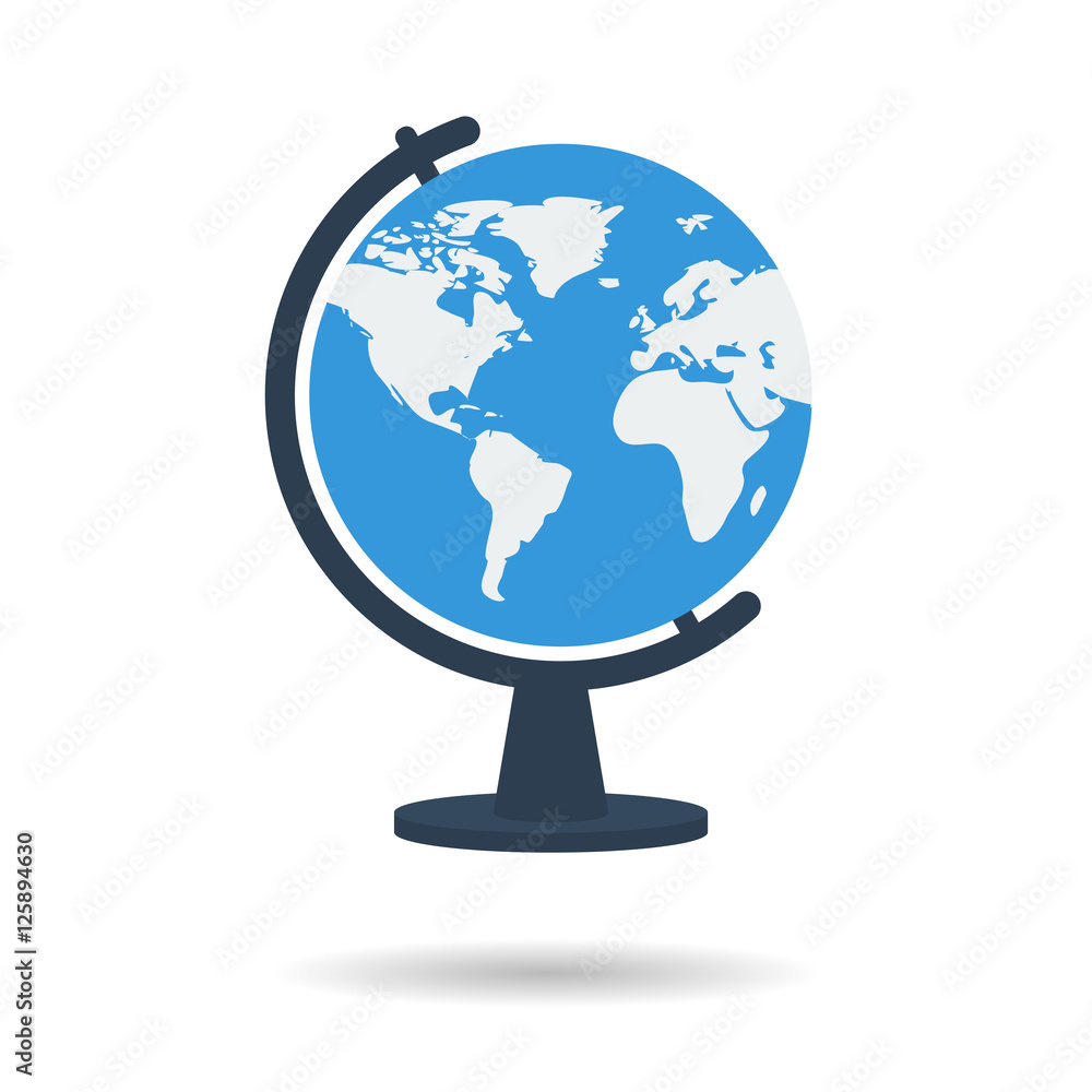 Flat school globe icon
