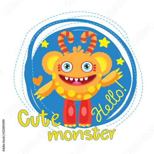 Cute Monster Vector Illustration. Cartoon Monster Ball Mascot. Magic Wand Monster. Inflatable Funny Bear. Monsters Universe.