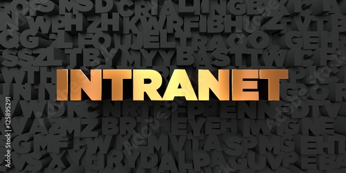 Intranet - Gold text on black background - 3D rendered royalty free stock picture. This image can be used for an online website banner ad or a print postcard.