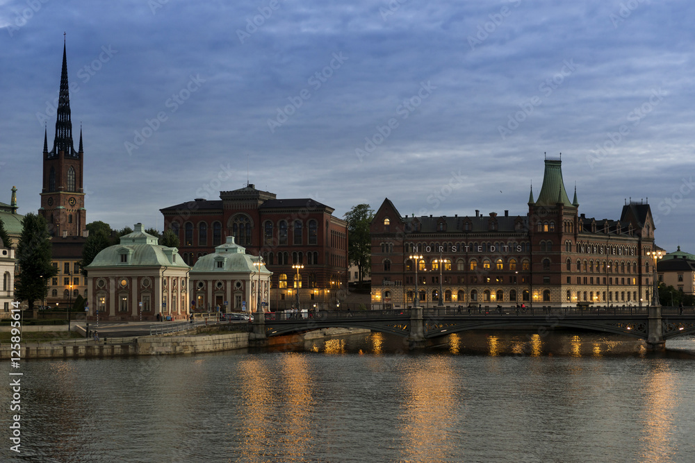 Abendaufnahme von Stockholm, Schweden Abendaufnahme von Stockholm, Schweden