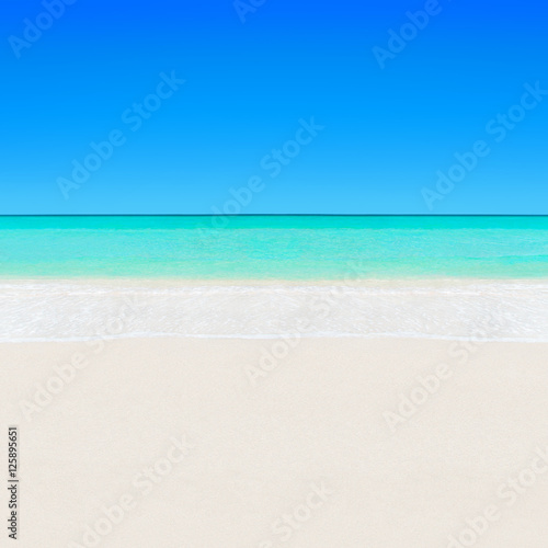 Fototapeta Naklejka Na Ścianę i Meble -  Tropical white sandy beach and turquoise clear ocean water backg
