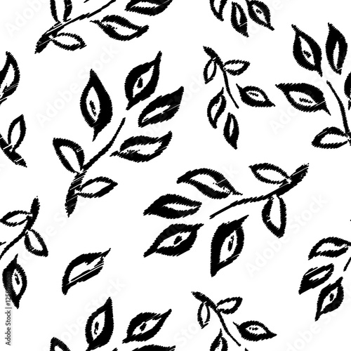 Seamless vector background with decorative branche and leaves. Print. Cloth design, wallpaper.