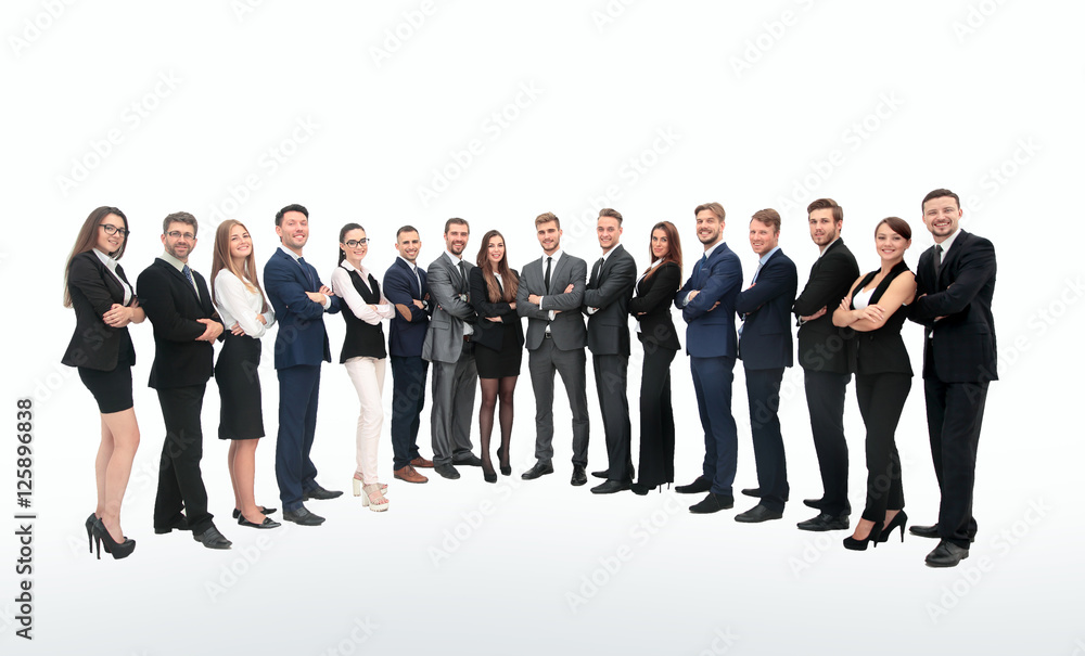 Business group in a row isolated over a white background