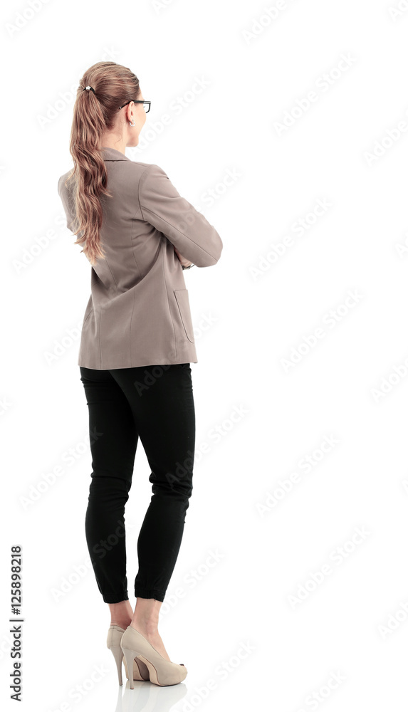 Full-length back side of businesswoman, isolated on white. Full-length back side of businesswoman, isolated on white.