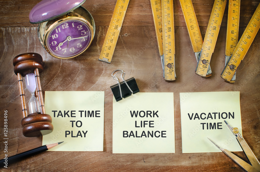 Tool of work life balance on sticky note, business concept and time management idea