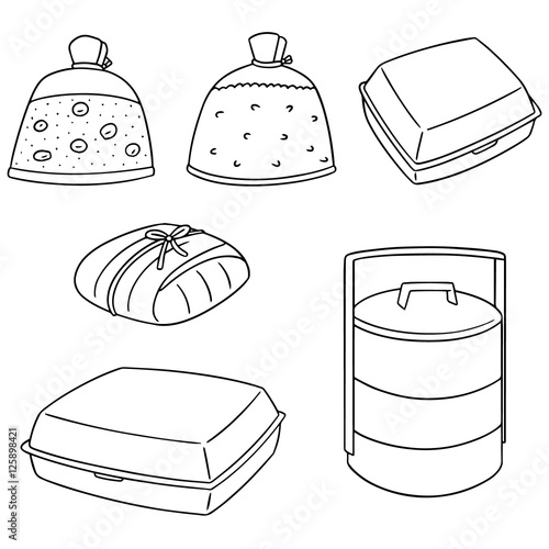 vector set of food container