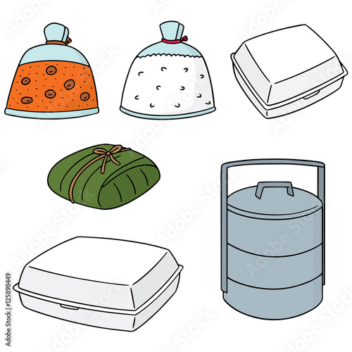 vector set of food container