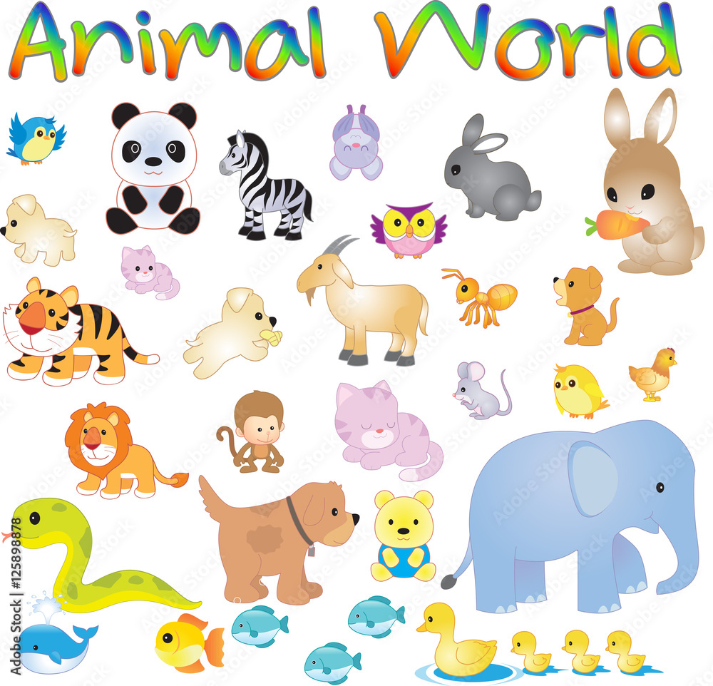 Vector illustration of Animal World