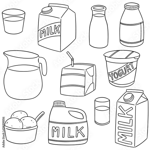 vector set of milk product