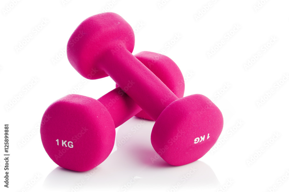 Two dumbbells on a white background Two dumbbells on a white background