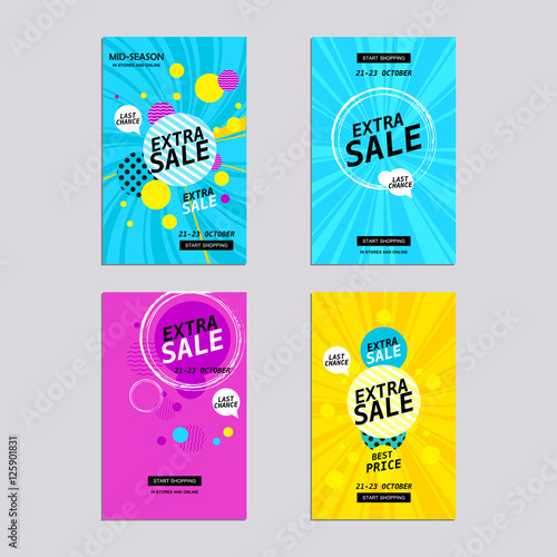 Sale website banners design set. Sale tag. Sale promotional material vector illustration. Design for social media banner, poster, email, newsletter, ad, leaflet, placard, brochure, flyer, web sticker