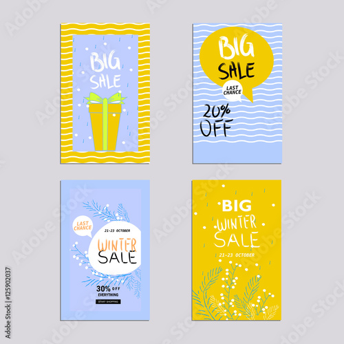 Sale website banners design set. Sale tag. Sale promotional material vector illustration. Design for social media banner, poster, email, newsletter, ad, leaflet, placard, brochure, flyer, web sticker