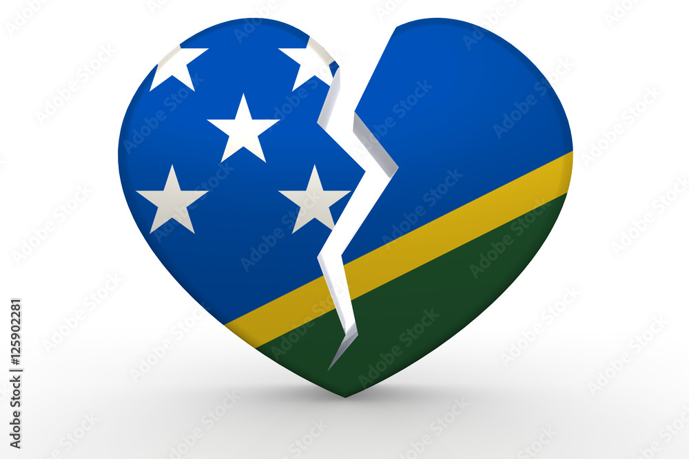 Broken white heart shape with Solomon Islands flag Broken white heart shape with Solomon Islands flag