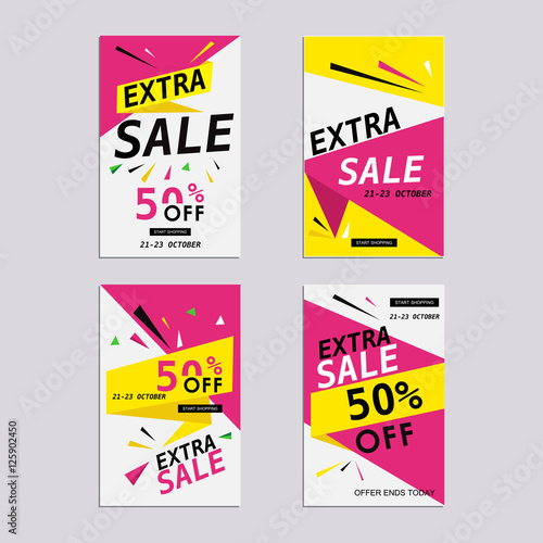 Sale website banners design set. Sale tag. Sale promotional material vector illustration. Design for social media banner, poster, email, newsletter, ad, leaflet, placard, brochure, flyer, web sticker