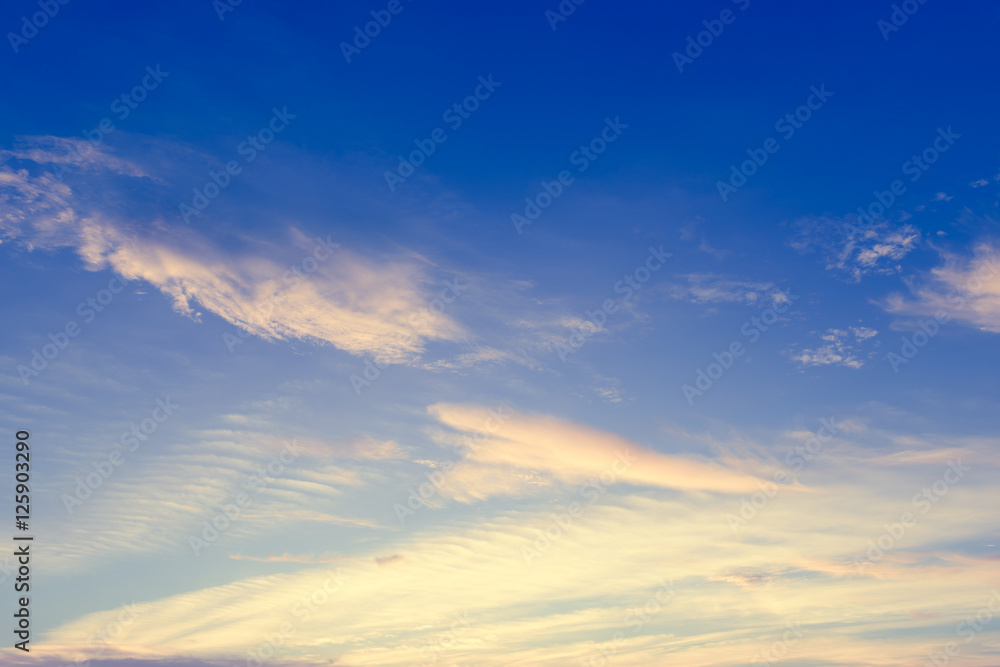 Beautiful  blue sky cloud background at twilight