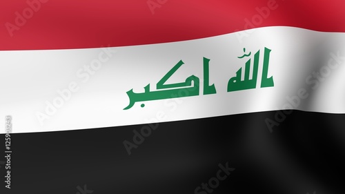 Flag Iraq, fluttering in the wind. 3D rendering.