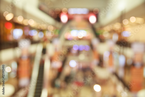 Abstract background of shopping mall blurred filter effect.