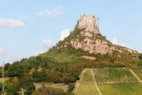 Rock of Solutre with vineyards, Burgundy, France