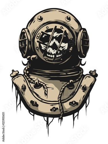 Old iron diving helmet.